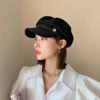 Women's Retro Simple Style British Style Color Block Curved Eaves Beret Hat main image 5