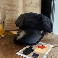 Women's Retro Simple Style British Style Color Block Curved Eaves Beret Hat sku image 1
