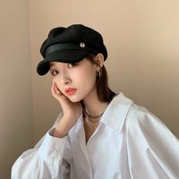 Women's Retro Simple Style British Style Color Block Curved Eaves Beret Hat main image 4
