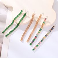 1 Pair Elegant Classic Style Color Block Plating Inlay Alloy Glass Gold Plated Drop Earrings main image 1