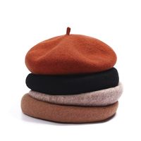 Women's Classic Style Solid Color Eaveless Beret Hat main image 4