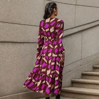 Women's Regular Dress Elegant V Neck Printing Long Sleeve Printing Midi Dress Daily Street main image 4