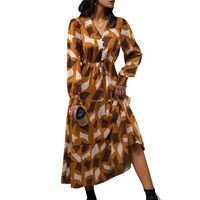 Women's Regular Dress Elegant V Neck Printing Long Sleeve Printing Midi Dress Daily Street main image 5