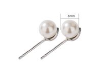 1 Pair Simple Style Geometric Solid Color Imitation Pearl Sterling Silver Ear Studs main image 2