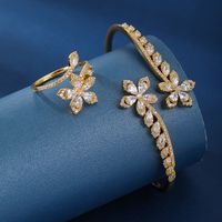 Elegant Einfacher Stil Blume Kupfer 18 Karat Vergoldet Zirkon Ringe Armbänder In Masse main image 1