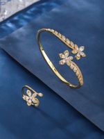 Elegant Einfacher Stil Blume Kupfer 18 Karat Vergoldet Zirkon Ringe Armbänder In Masse main image 3