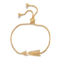 Simple Style Arrow Fish Bone Copper 18k Gold Plated Zircon Bracelets In Bulk main image 7