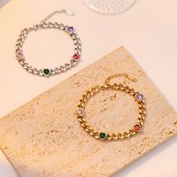Sweet Simple Style Heart Shape Stainless Steel Plating Inlay Zircon White Gold Plated Gold Plated Bracelets main image 1