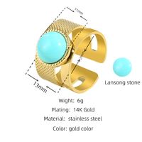 Fashion Geometric Titanium Steel Plating Natural Stone Shell Open Ring sku image 4