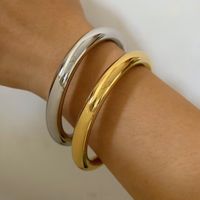 Élégant Style Simple Cercle Acier Inoxydable Placage Plaqué Or 18k Bracelet main image 3