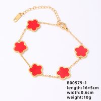 IG Style Simple Style Flower 304 Stainless Steel Titanium Steel Gold Plated Shell Bracelets In Bulk sku image 1