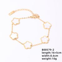 IG Style Simple Style Flower 304 Stainless Steel Titanium Steel Gold Plated Shell Bracelets In Bulk sku image 2