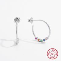 1 Pair Elegant Simple Style C Shape Water Droplets Solid Color Plating Inlay Sterling Silver Zircon White Gold Plated Rhodium Plated Ear Studs main image 9