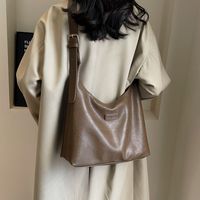Women's Pu Leather Solid Color Streetwear Square Zipper Tote Bag sku image 2