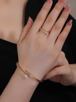 Ig Style Simple Style Solid Color Copper 18k Gold Plated Zircon Rings Bracelets In Bulk main image 5