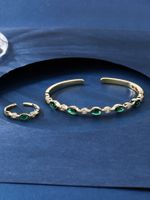 Glam Oval Copper 18k Gold Plated White Gold Plated Zircon Rings Bracelets In Bulk main image 3