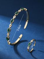 Glam Oval Copper 18k Gold Plated White Gold Plated Zircon Rings Bracelets In Bulk main image 9