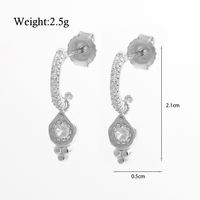 1 Pair Elegant Simple Style C Shape Water Droplets Solid Color Plating Inlay Sterling Silver Zircon White Gold Plated Rhodium Plated Ear Studs sku image 4