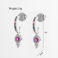1 Pair Elegant Simple Style C Shape Water Droplets Solid Color Plating Inlay Sterling Silver Zircon White Gold Plated Rhodium Plated Ear Studs sku image 5