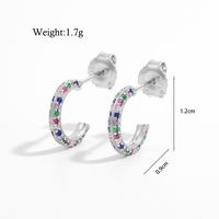 1 Pair Elegant Simple Style C Shape Water Droplets Solid Color Plating Inlay Sterling Silver Zircon White Gold Plated Rhodium Plated Ear Studs sku image 1