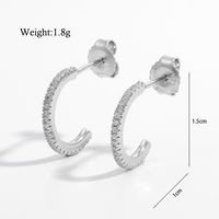 1 Pair Elegant Simple Style C Shape Water Droplets Solid Color Plating Inlay Sterling Silver Zircon White Gold Plated Rhodium Plated Ear Studs sku image 2