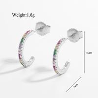 1 Pair Elegant Simple Style C Shape Water Droplets Solid Color Plating Inlay Sterling Silver Zircon White Gold Plated Rhodium Plated Ear Studs sku image 3