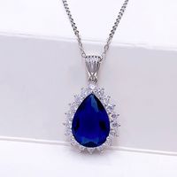 Elegant Glam Sweet Water Droplets Sterling Silver Plating Inlay Zircon White Gold Plated Pendant Necklace main image 1