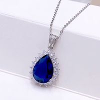 Elegant Glam Sweet Water Droplets Sterling Silver Plating Inlay Zircon White Gold Plated Pendant Necklace main image 3