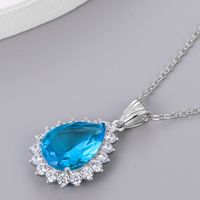 Elegant Glam Sweet Water Droplets Sterling Silver Plating Inlay Zircon White Gold Plated Pendant Necklace main image 4