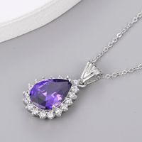 Elegant Glam Sweet Water Droplets Sterling Silver Plating Inlay Zircon White Gold Plated Pendant Necklace main image 5