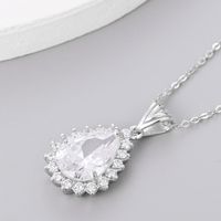 Elegant Glam Sweet Water Droplets Sterling Silver Plating Inlay Zircon White Gold Plated Pendant Necklace main image 6