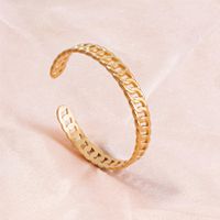Simple Style Solid Color Stainless Steel Plating Hollow Out 18k Gold Plated Bangle main image 1