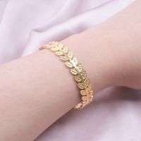 Simple Style Leaves Solid Color Stainless Steel Plating Cuff Bracelets Bangle main image 4