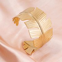 Simple Style Leaves Stainless Steel Plating 18k Gold Plated Bangle main image 1