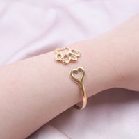 Simple Style Paw Print Heart Shape Stainless Steel Plating Hollow Out 18k Gold Plated Bangle main image 4