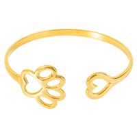 Simple Style Paw Print Heart Shape Stainless Steel Plating Hollow Out 18k Gold Plated Bangle main image 5