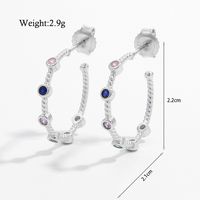 1 Pair Elegant Simple Style C Shape Water Droplets Solid Color Plating Inlay Sterling Silver Zircon White Gold Plated Rhodium Plated Ear Studs sku image 6
