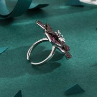 Elegant Exaggerated Luxurious Flower Copper Silver Plated Zircon Open Rings In Bulk main image 4