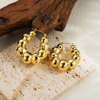 1 Pair Simple Style Classic Style Round Solid Color Plating Stainless Steel 14k Gold Plated Ear Studs main image 4