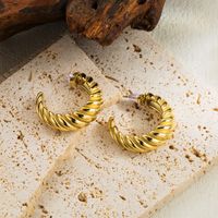 1 Paire Style Simple Style Classique Rond Couleur Unie Placage Acier Inoxydable Plaqué Or 14k Boucles D'oreilles sku image 2