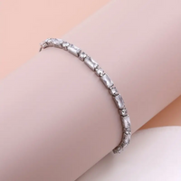 Shiny Square Copper White Gold Plated Zircon Bracelets In Bulk main image 1