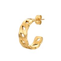 1 Pair Romantic Commute C Shape Solid Color Plating Hollow Out 304 Stainless Steel 18K Gold Plated Ear Studs main image 10