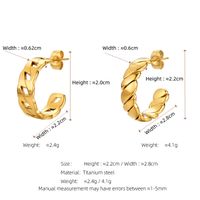 1 Pair Romantic Commute C Shape Solid Color Plating Hollow Out 304 Stainless Steel 18K Gold Plated Ear Studs main image 2