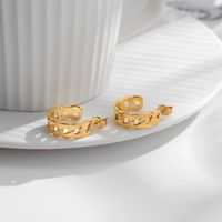1 Pair Romantic Commute C Shape Solid Color Plating Hollow Out 304 Stainless Steel 18K Gold Plated Ear Studs main image 6