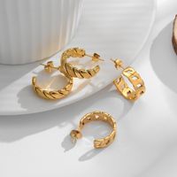1 Pair Romantic Commute C Shape Solid Color Plating Hollow Out 304 Stainless Steel 18K Gold Plated Ear Studs main image 1