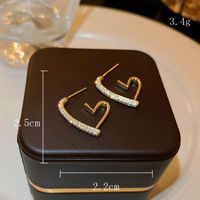 1 Pair Simple Style Square Heart Shape Bow Knot Enamel Plating Inlay Alloy Artificial Gemstones Artificial Pearls Rhinestones 14k Gold Plated Drop Earrings Ear Studs main image 2
