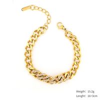 Cute Simple Style Square Oval Heart Shape Stainless Steel Gold Plated Zircon Bracelets In Bulk sku image 6