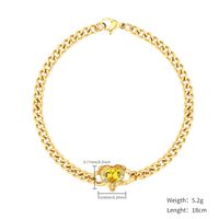 Cute Simple Style Square Oval Heart Shape Stainless Steel Gold Plated Zircon Bracelets In Bulk sku image 1