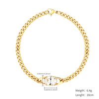 Cute Simple Style Square Oval Heart Shape Stainless Steel Gold Plated Zircon Bracelets In Bulk sku image 4