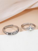 Zinc Alloy Gold Plated Romantic Inlay Geometric Zircon Open Rings main image 3